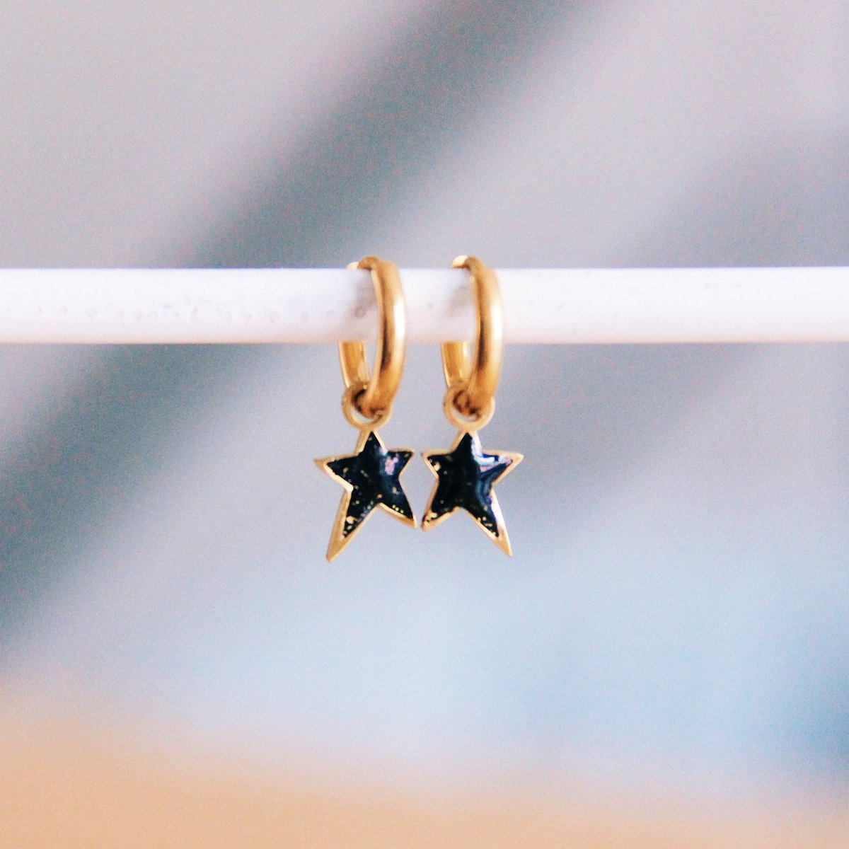 Edelstahlohrringe: Stars Black