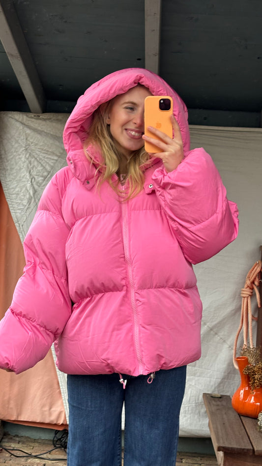 Oversize-Pufferjacket: Pinklovers