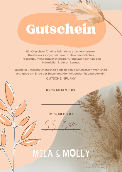 Personalisierter Gutschein - Trockenblumenbouquet Workshop