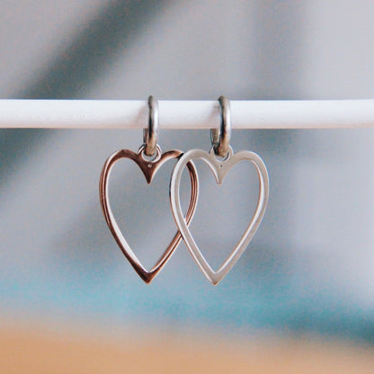 Edelstahlohrringe: Long Heart Silver