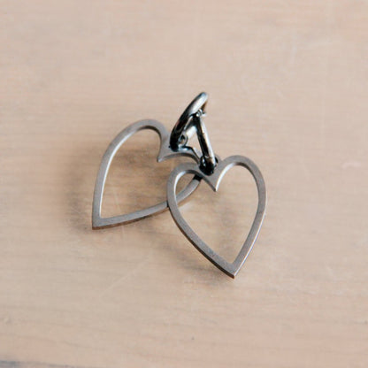 Edelstahlohrringe: Long Heart Silver