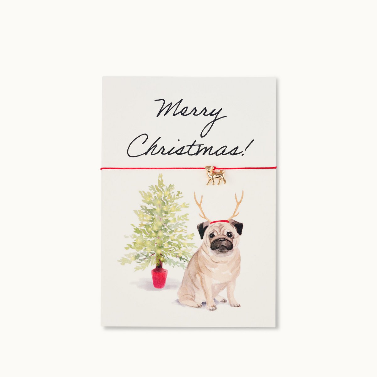 Armband-Karte: Merry Christmas - Pug