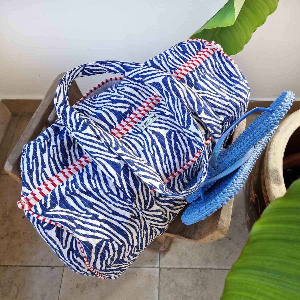 Handgemachte Baumwolltasche: Blue Zebra