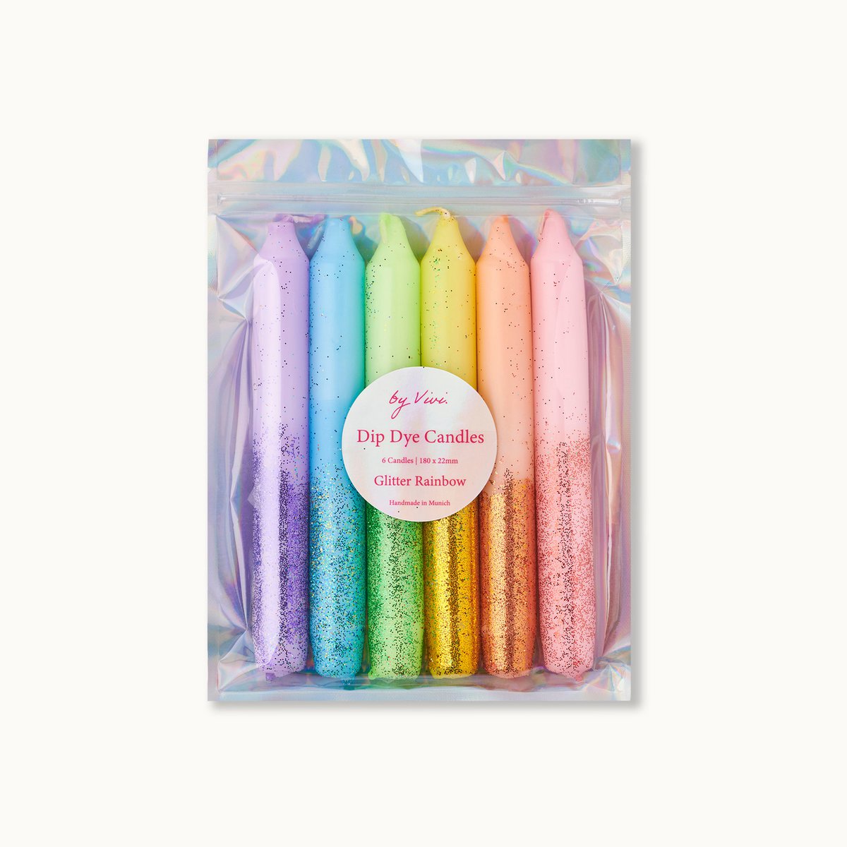 Dip Dye Kerzenset: Glitter Rainbow Edition